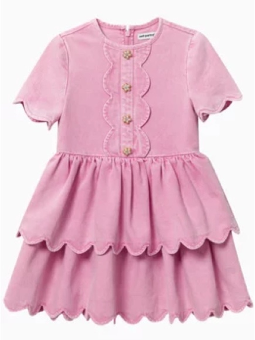 SELF-PORTRAIT Kids' Scalloped Denim Dress In Pink | Sz 4-5YRS